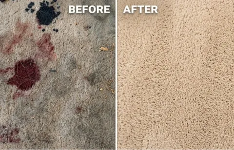 Before and after allergen carpet cleaning, cat hair and dust — Mesilla Valley, Las Cruces NM