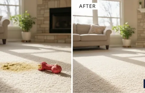 Before and after move in carpet cleaning new homeowners dog odor — Mesilla NM