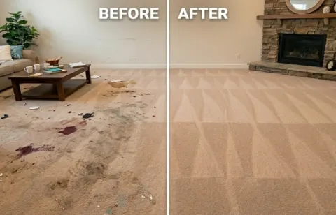 Before and after move-out carpet cleaning — County Line Drive, Anthony NM 88021