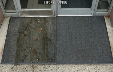 Before and after restaurant carpet cleaning grease stain removal in Downtown Las Cruces NM