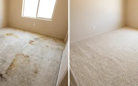 Carpet before and after cleaning at a military home on Roadrunner Parkway, Las Cruces NM