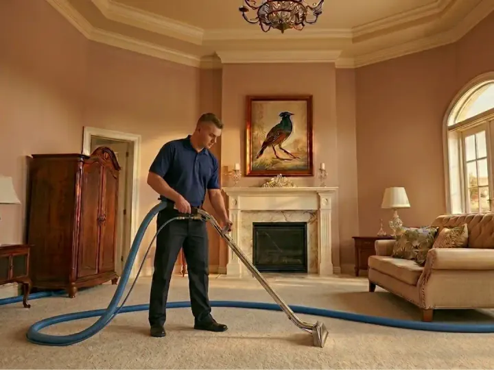 Bliss Carpet Cleaning technician performing professional carpet cleaning in Anthony NM