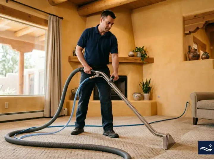 Bliss Carpet Cleaning technician performing professional carpet cleaning in Dona Ana NM