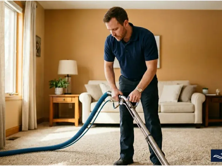 Bliss Carpet Cleaning technician performing professional carpet cleaning in Sunland Park NM