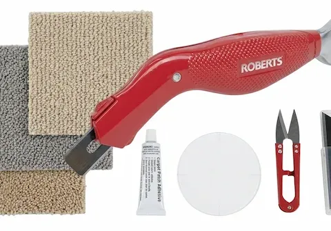Carpet patch kit and carpet knife used for pet damage and burn repair in Las Cruces NM