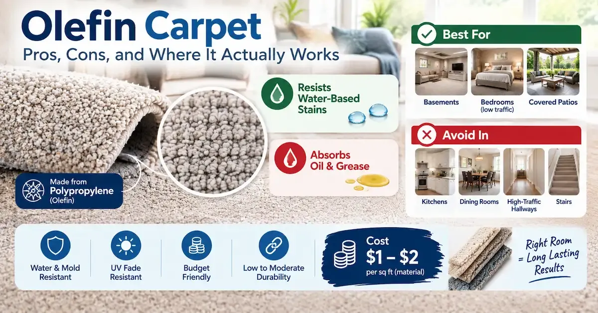 Olefin carpet pros and cons