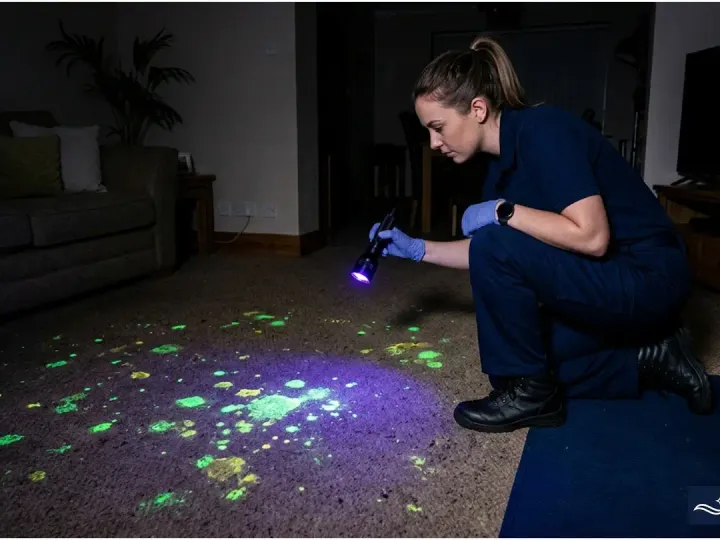 Bliss Carpet Cleaning technician performing professional pet stain and odor removal in Las Cruces NM