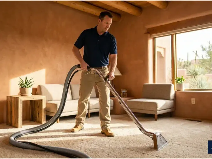 Bliss Carpet Cleaning technician performing professional carpet cleaning in Mesilla NM