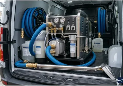 Truck-mounted hot water extraction machine used by Bliss Carpet Cleaning in Las Cruces NM
